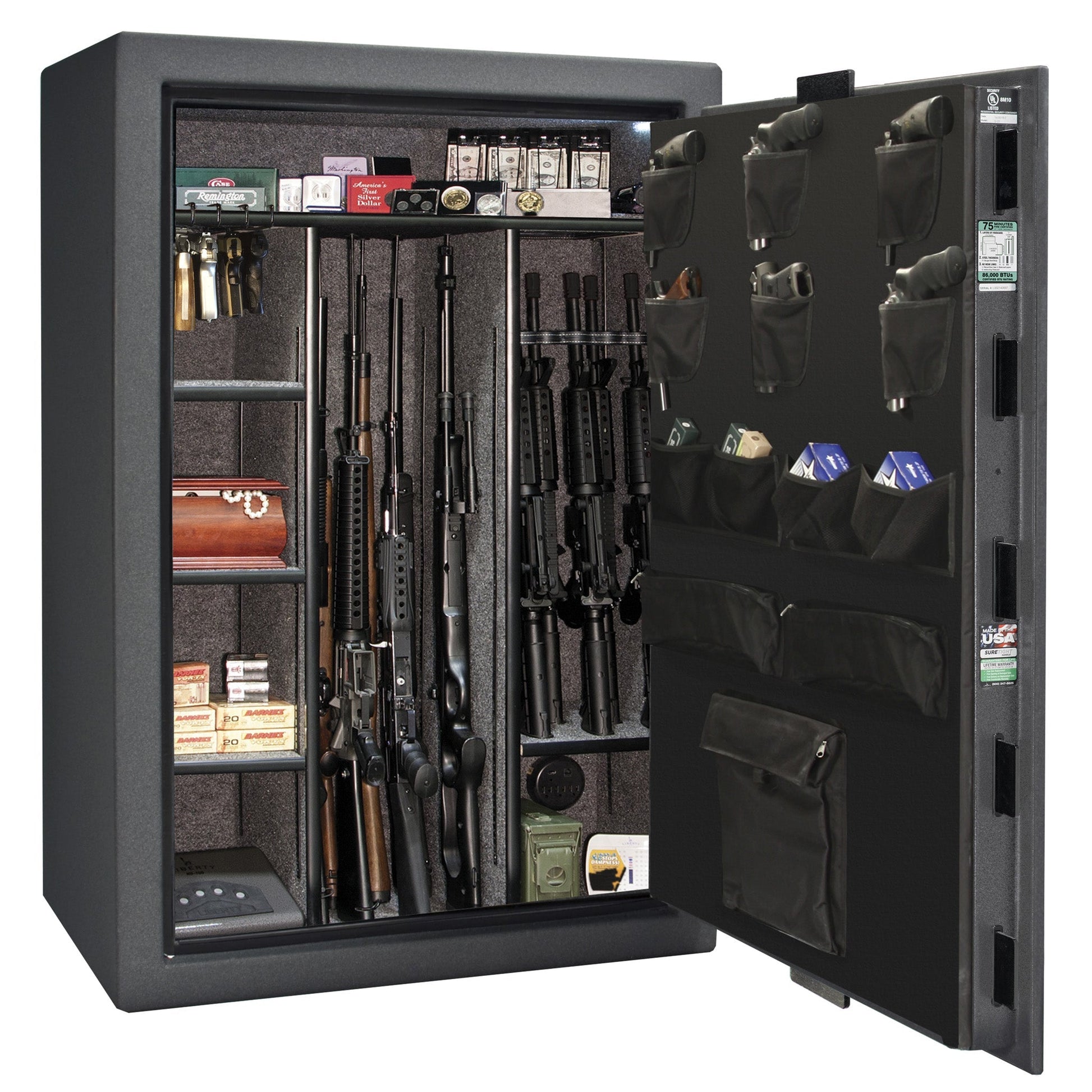 Fatboy Jr. Series | 48XT | Level 4 Security | 75 Minute Fire Protection | Dimensions: 60.5"(H) x 42"(W) x 22"(D) | Up to 48 Long Guns | Granite Textured | Mechanical Lock